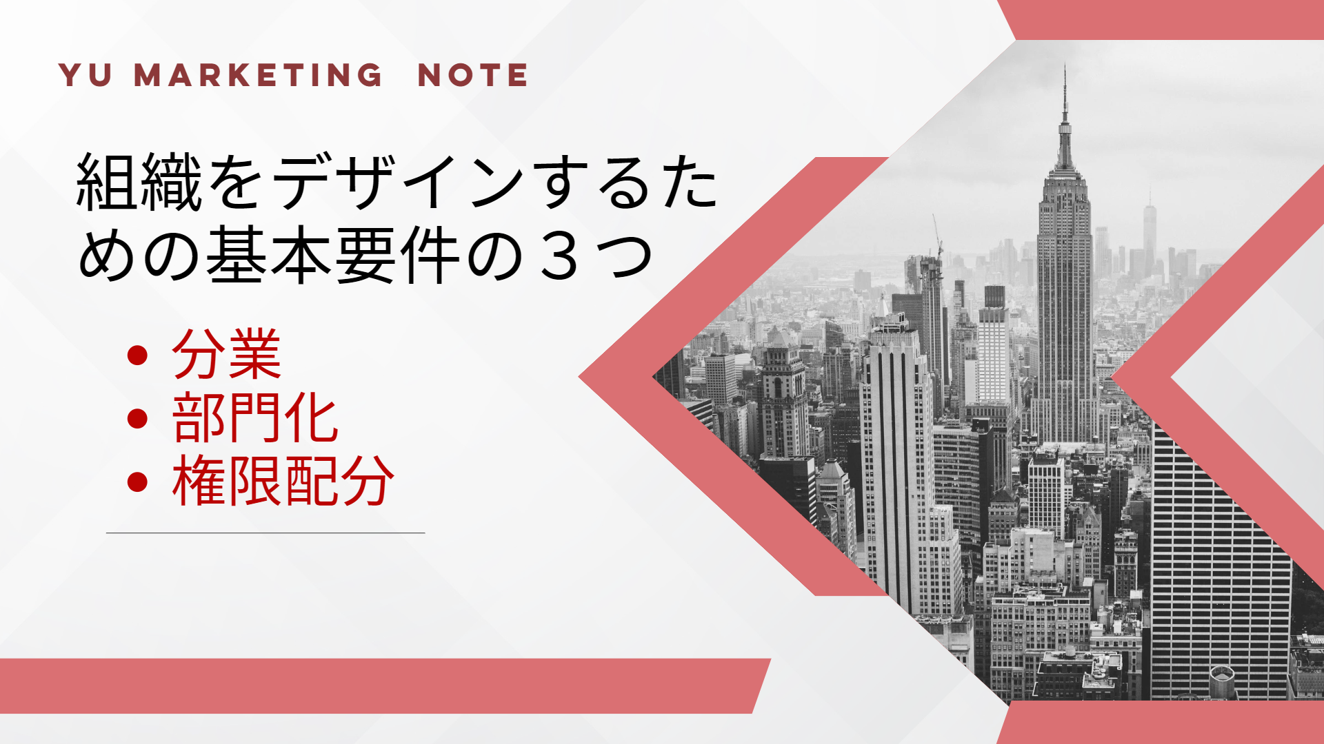 組織をデザインするための基本要件の３つ